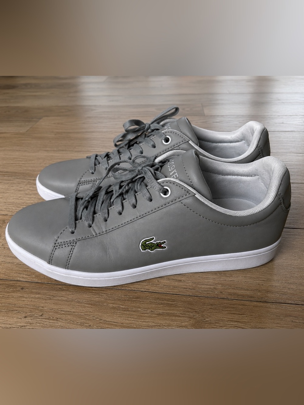 Lacoste Hydez Leather Sneakers Gray White Men’s Size 10 Casual Shoes
